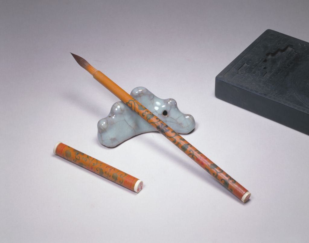 图片[2]-Painted purple bristle pen with lotus pattern-China Archive